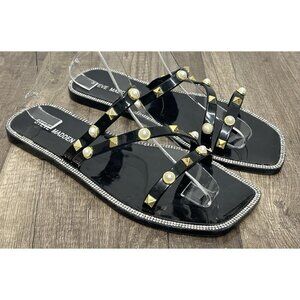 Steve Madden Jellah sandals size 7 Black Rhinestone Pearl Studded Jelly Slide